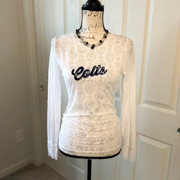 Colts Couture Tops - Colts White Couture with Chiffon Accents and Sheer Filigree throughout this Top